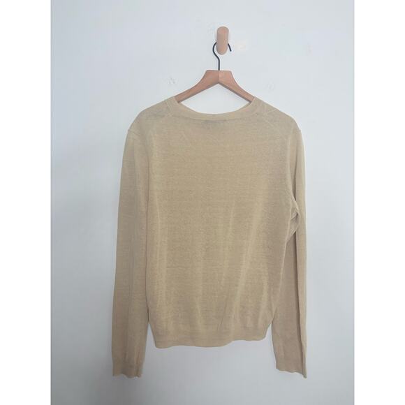 Zara Linen Cardigan Sweater Womens XL Cream - Picture 8 of 11